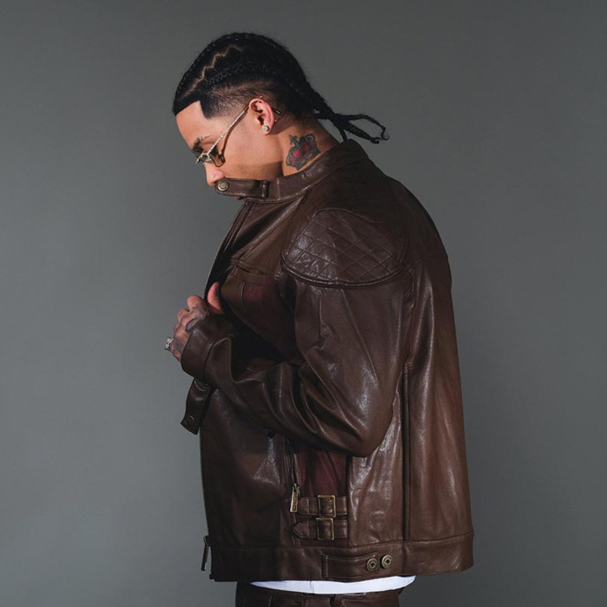 Suede mix racing jacket