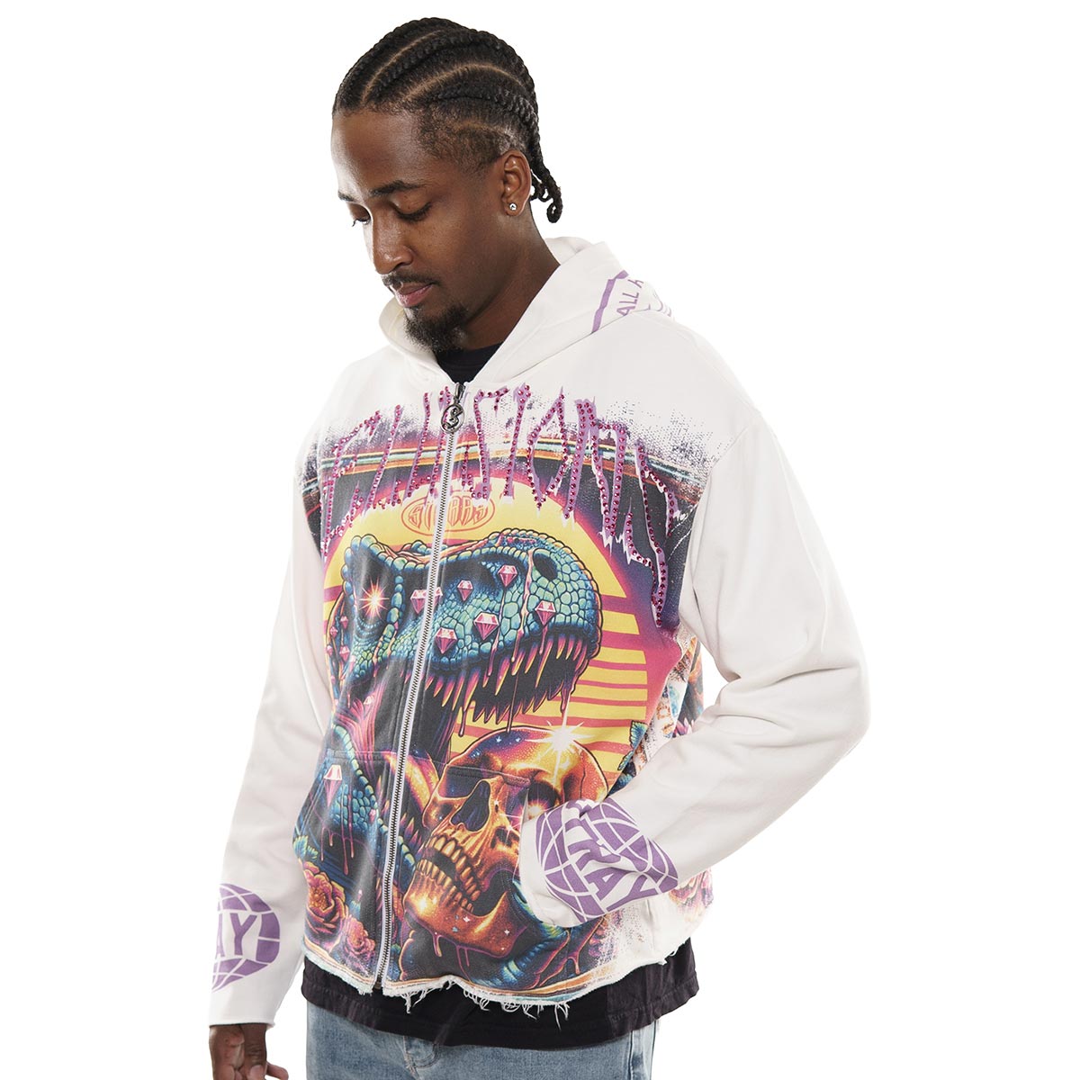 Delusions stray full-zip hoodie