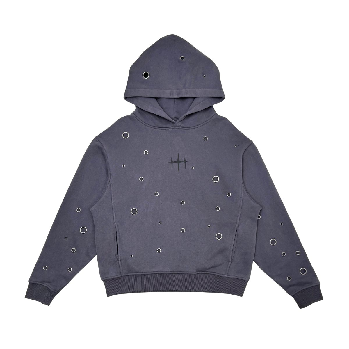 Unknown Garment-dyed, heavyweight cotton fleece cropped pullover hoodie
