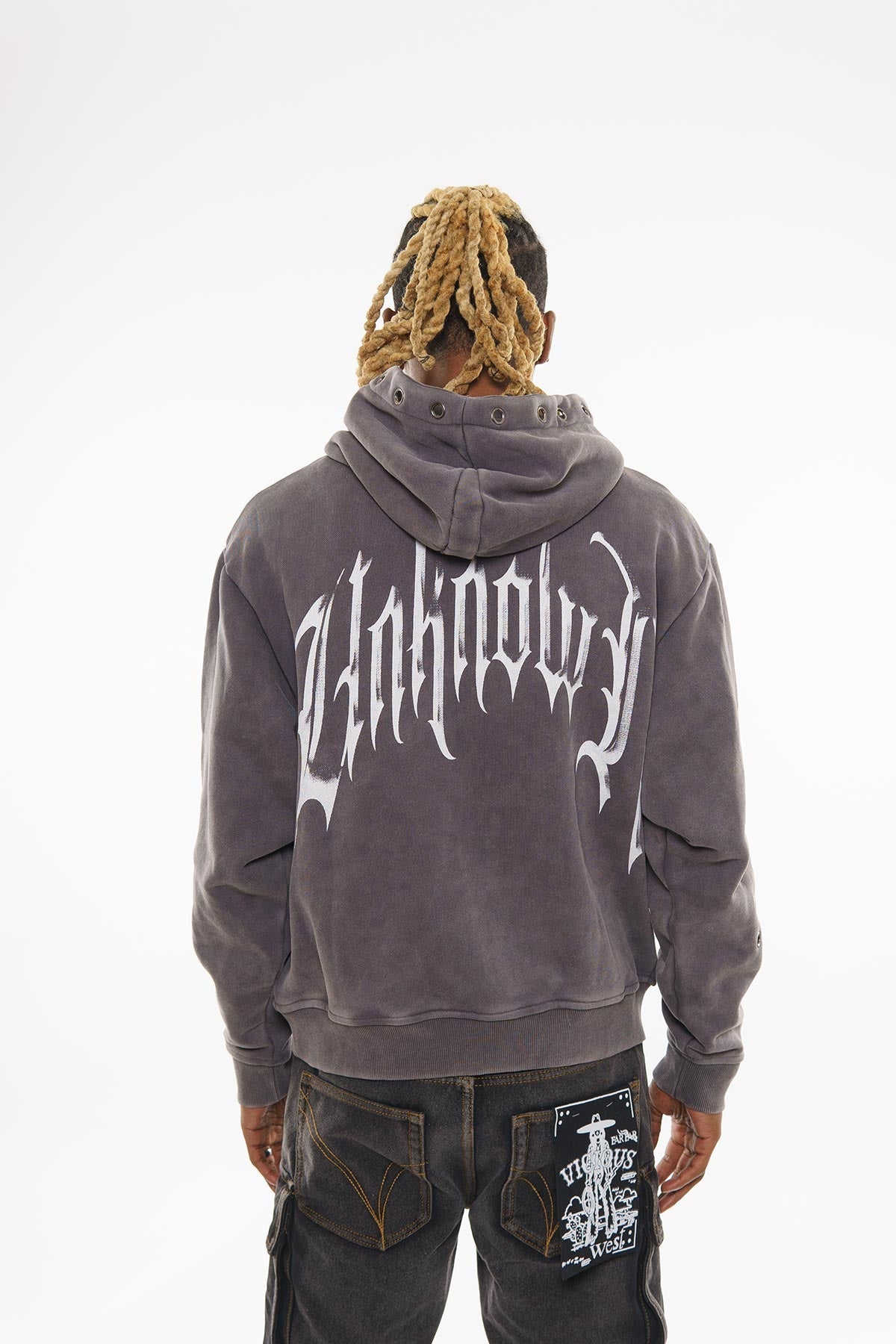 Unknown washed effect pullover hoodie
