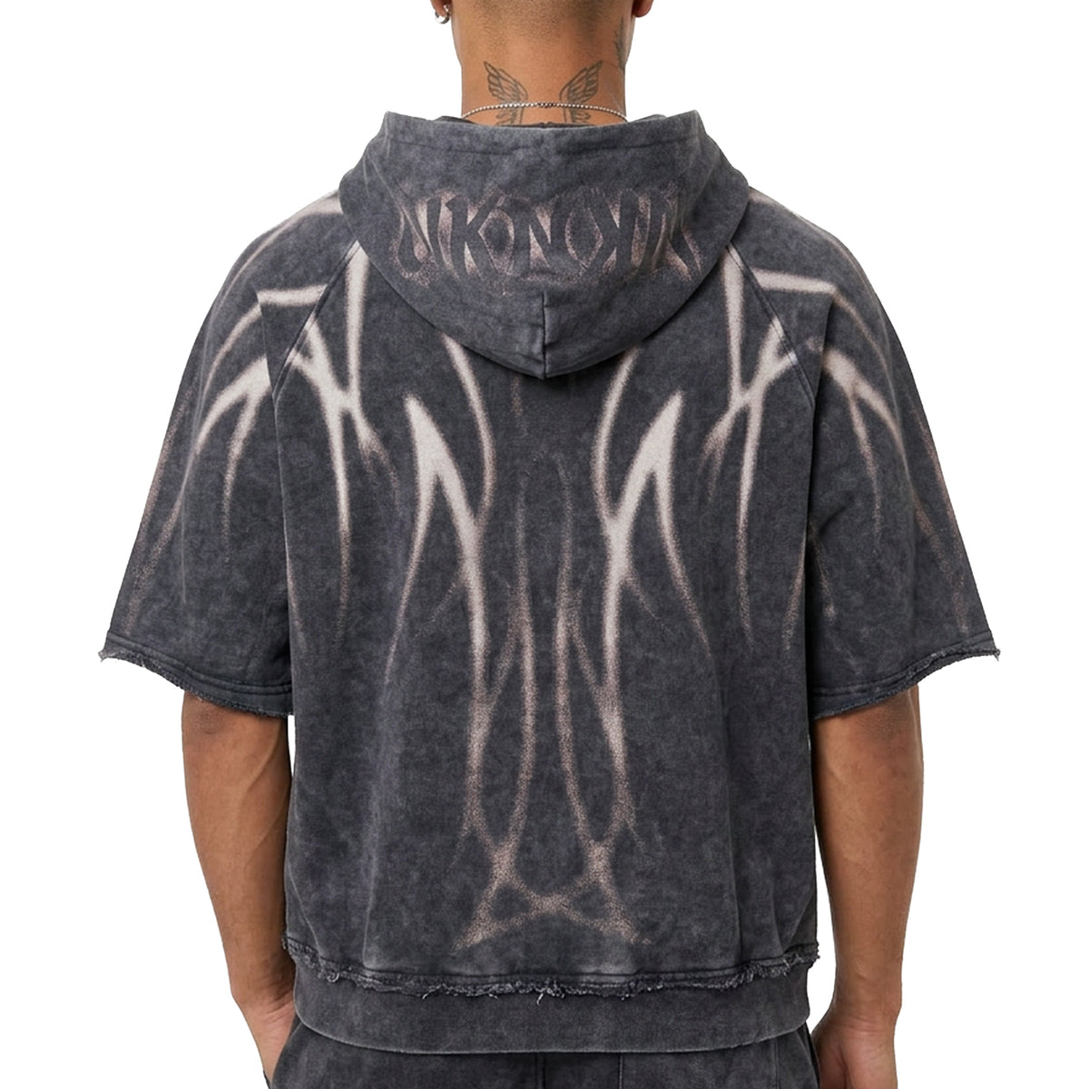Short sleeve printed hoodie