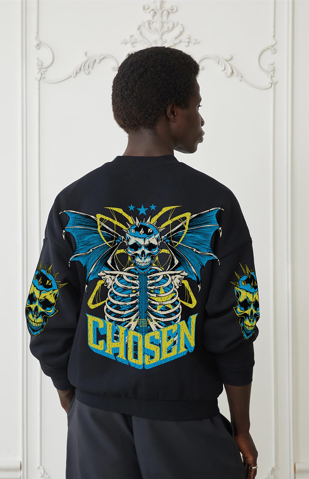 Chosen spiked skull oversized sweatshirt