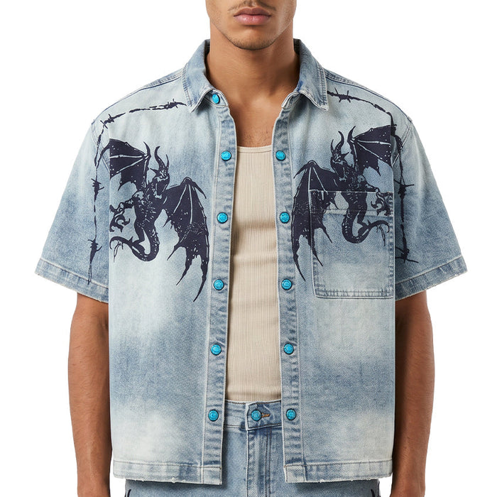 Dragon crest denim shirt