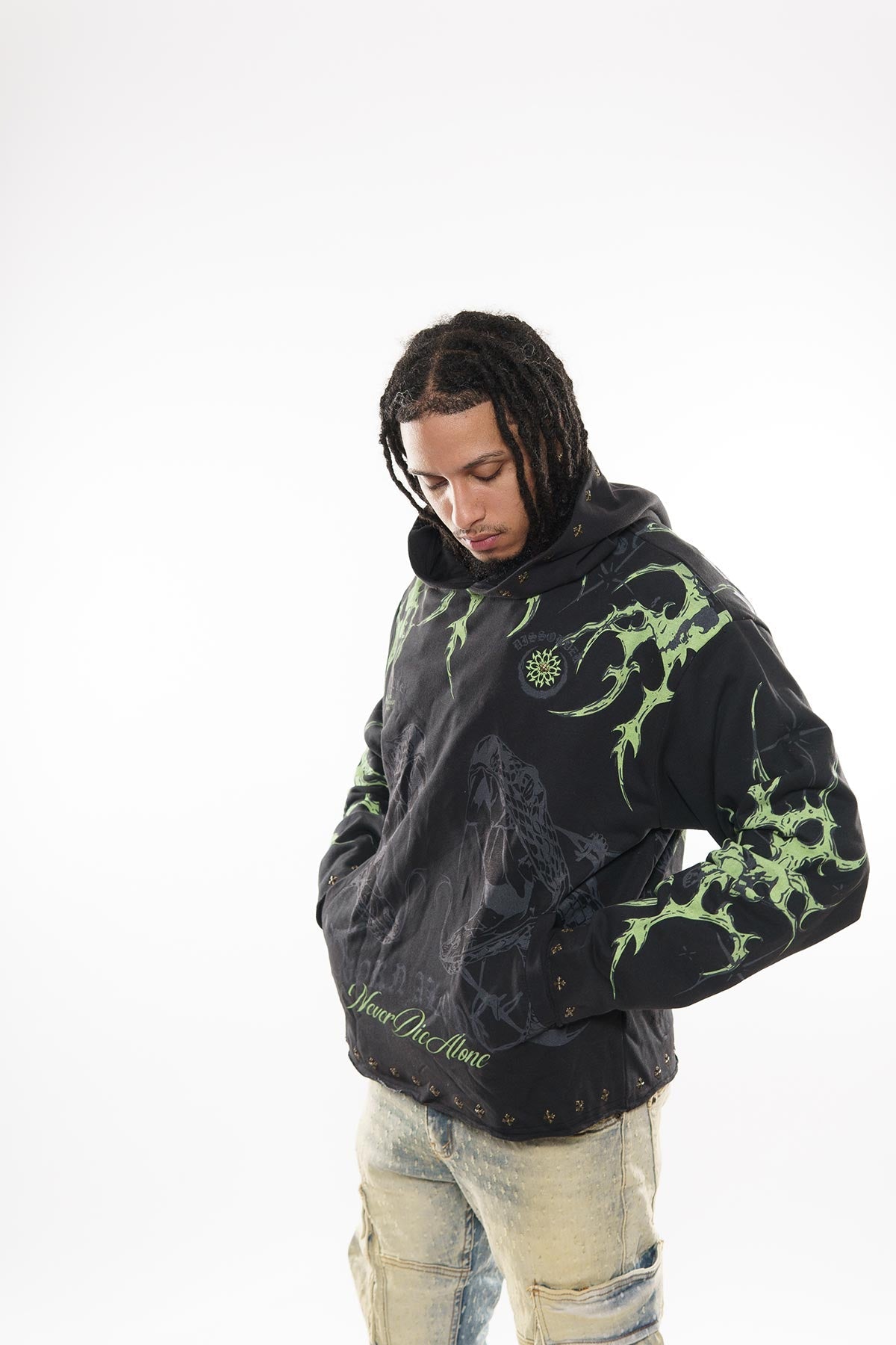 Established alone pull over hoodie