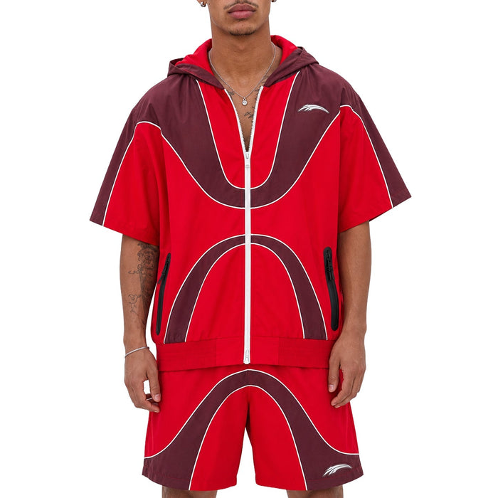 Wave hooded nylon short set