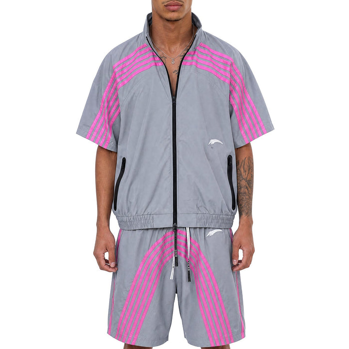 5 stripe nylon short set
