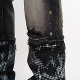 Rhinestone embellished denim pant