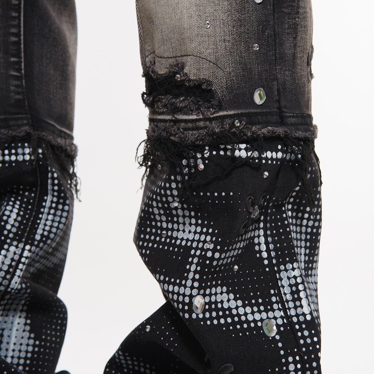 Rhinestone embellished denim pant