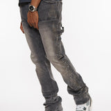 Carpenter flare denim pant w/ rhinestone details