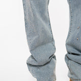 Embellished rhinestone denim pant