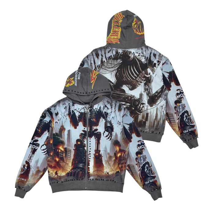 Stray robot attack full-zip hoodie