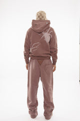 Unknown Garment-dyed, heavyweight cotton fleece cropped pullover hoodie