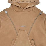 Unknown garment-dyed, heavyweight cotton fleece pullover hoodie