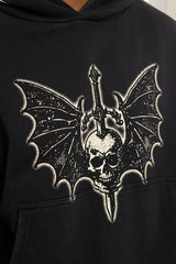 Sword in skull oversized pull-over hoodie