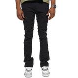 Rip & repair flare denim pant w/ metal ring details