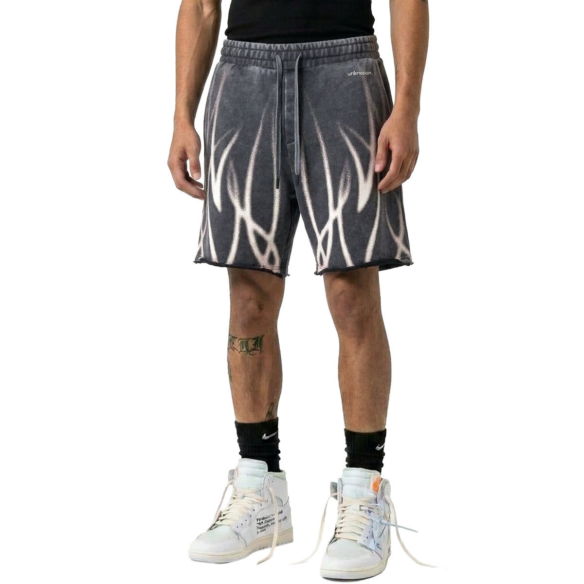 Faded flames washed shorts