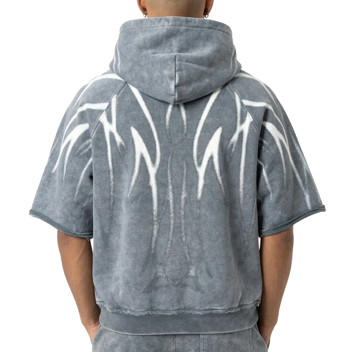 Short sleeve printed hoodie