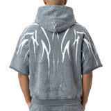Short sleeve printed hoodie
