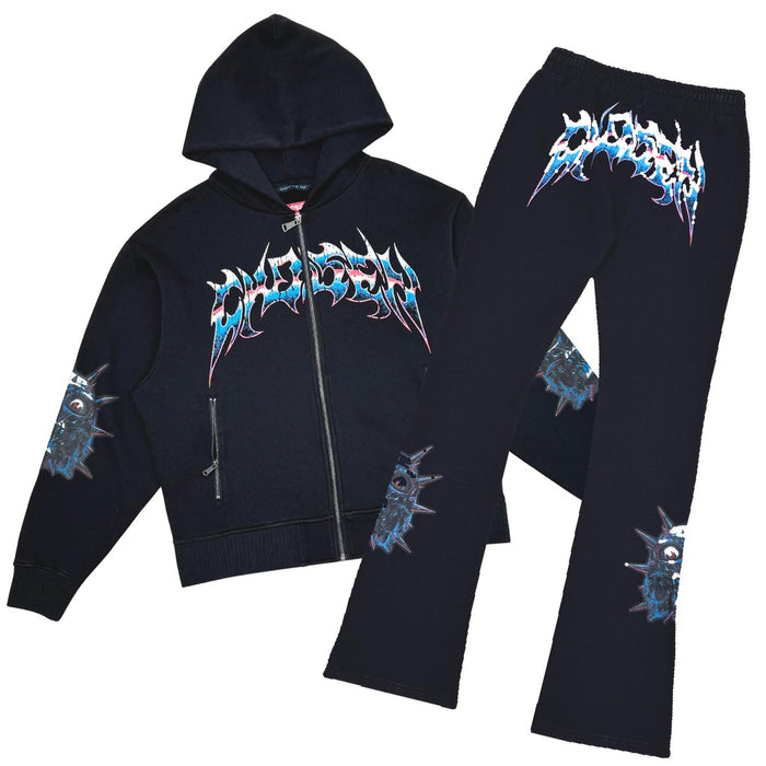 Crazy eyes oversized full zip hoodie set