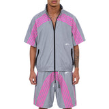 5 stripe nylon short set