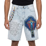 Divine fracture denim shorts