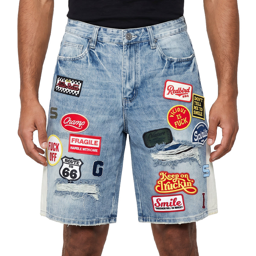 Denim patch  shorts