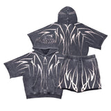 Short sleeve printed hoodie