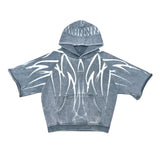 Short sleeve printed hoodie