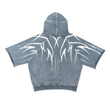 Short sleeve printed hoodie