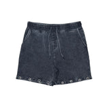 Drawstring printed washed shorts