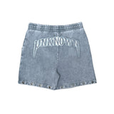 Drawstring printed washed shorts