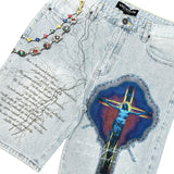 Divine fracture denim shorts