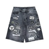 Denim patch  shorts
