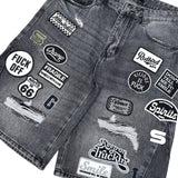 Denim patch  shorts
