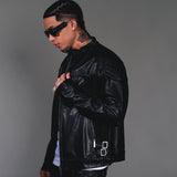 Suede mix racing jacket