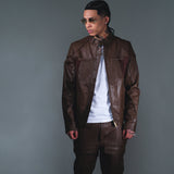 Suede mix racing jacket