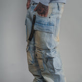 Multi cargo baggy/ loose fit denim