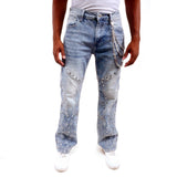 Embellished studded premium rhinestone denim pant