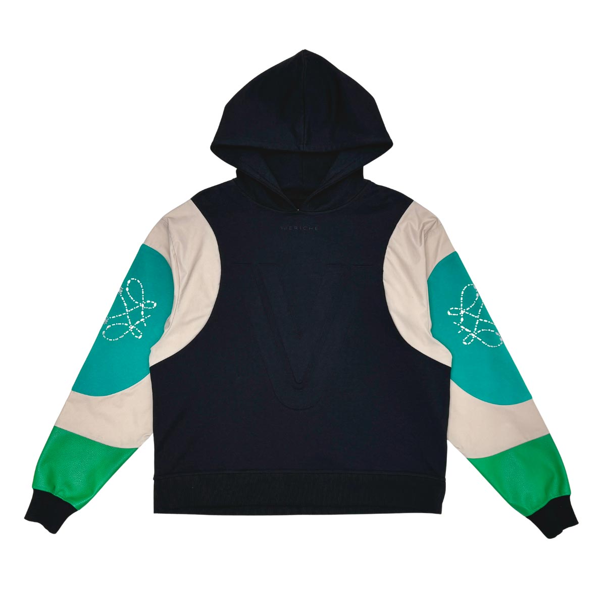 Embossed v hoodie
