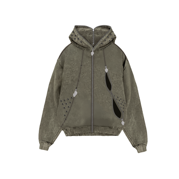 Garment-dyed, heavyweight cotton fleece hoodie