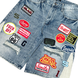 Denim patch  shorts